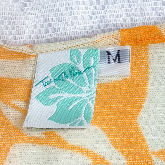 Women's Summer Cover Up Toes On The Nose Brand Vibrant Orange & White - Picture 5 of 13